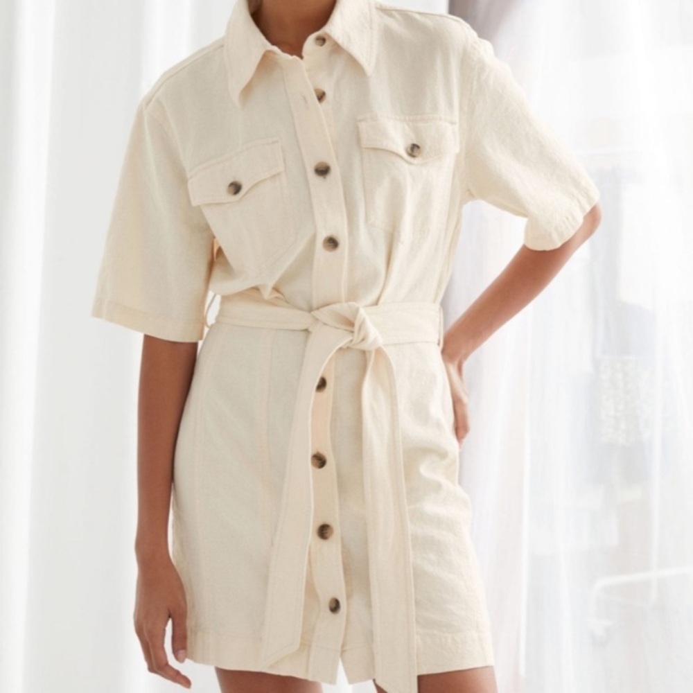 NWT & Other Stories Linen Belted Mini Dress